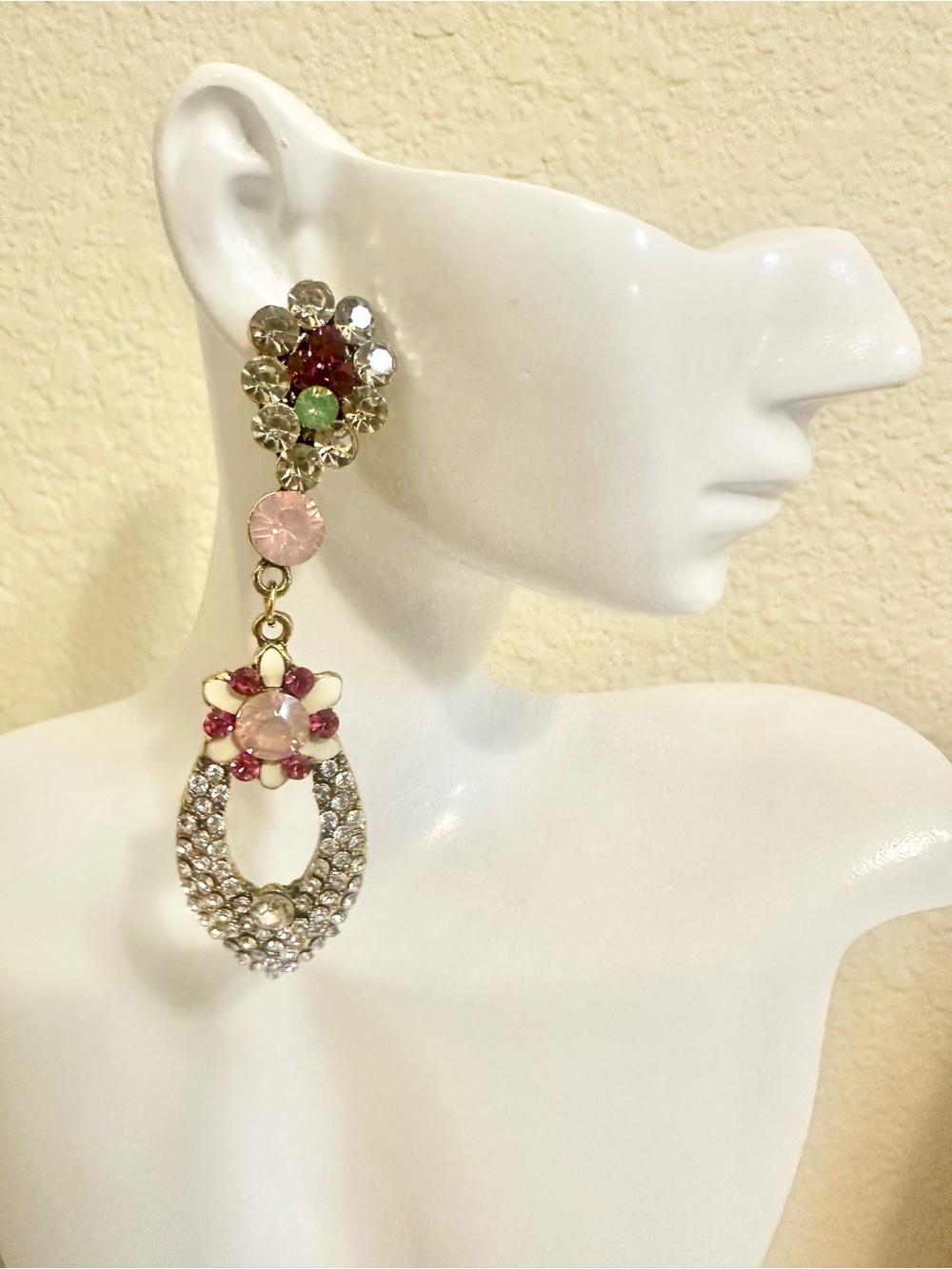 Vintage Inspired Multi-Colored Crystal Drop Earrings